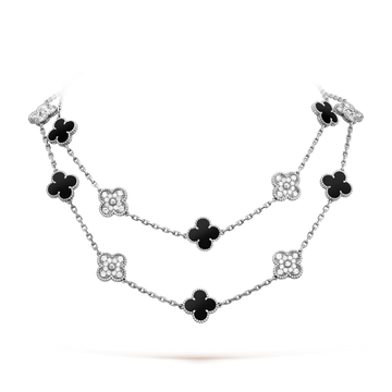 [Super CiCi ]CLOVER 20 MOTIFS ONYX DIAMOND SILVER
