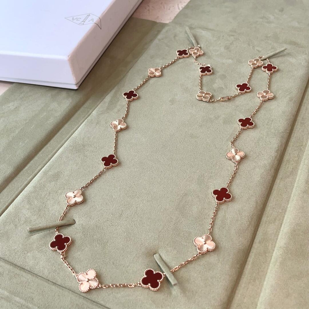 [Super Jewellery]CLOVER 20 MOTIFS LASER CARNELIAN NECKLACE