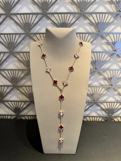 [Super Jewellery]CLOVER 20 MOTIFS LASER CARNELIAN NECKLACE