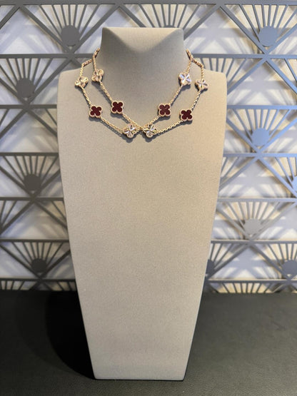 [Super Jewellery]CLOVER 20 MOTIFS LASER CARNELIAN NECKLACE