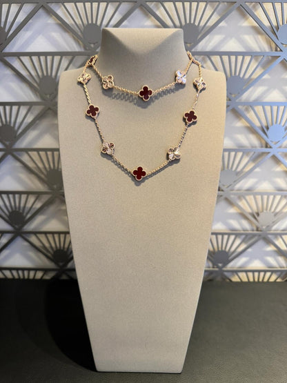 [Super Jewellery]CLOVER 20 MOTIFS LASER CARNELIAN NECKLACE