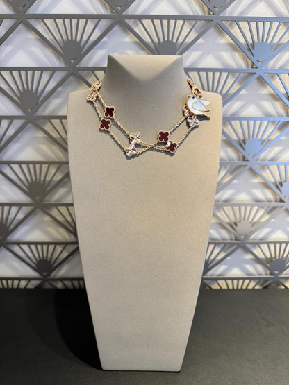 [Super Jewellery]CLOVER 20 MOTIFS LASER CARNELIAN NECKLACE
