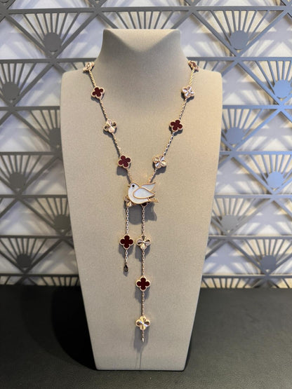 [Super Jewellery]CLOVER 20 MOTIFS LASER CARNELIAN NECKLACE