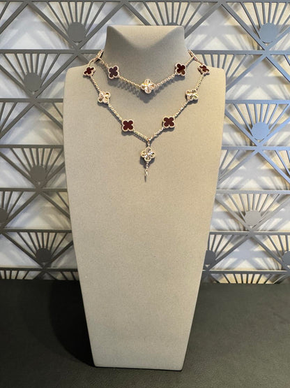 [Super Jewellery]CLOVER 20 MOTIFS LASER CARNELIAN NECKLACE