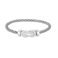 [Super Jewellery]CHANCE LARGE 8 FIGURE BUCKLE HALF DIAMOND BRACELET SILVER