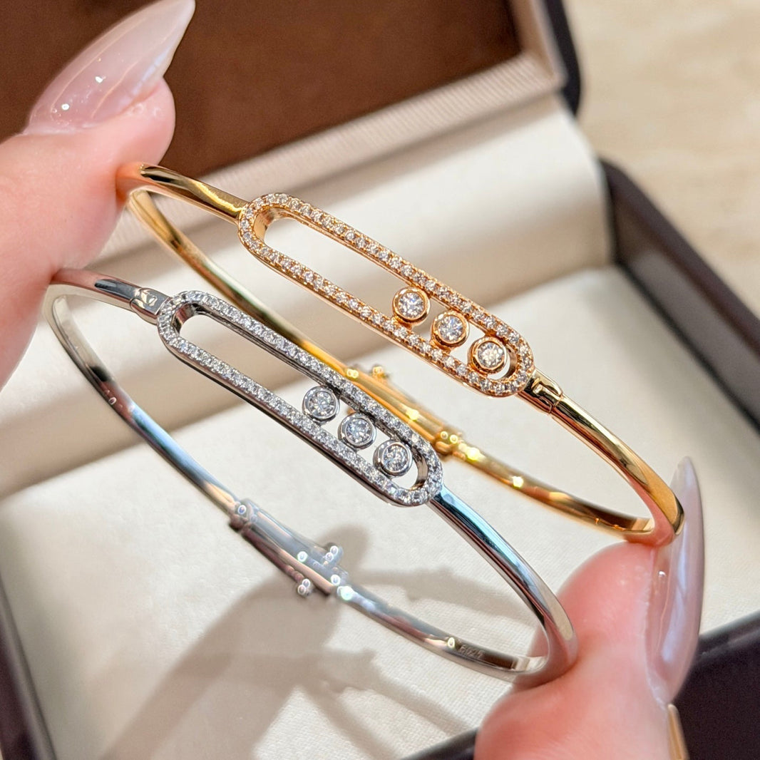 [Super Jewellery]Move Pavé Diamond Bangle Bracelet M