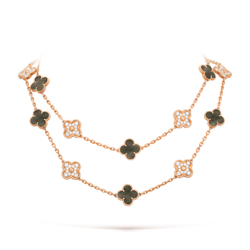 [Super CiCi ]CLOVER 20 MOTIFS DARK MOP DIAMOND  NECKLACE