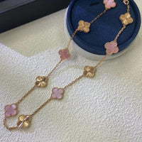 [Super Jewellery]CLOVER 10 MOTIFS  LASER PINK MOP NECKLACE