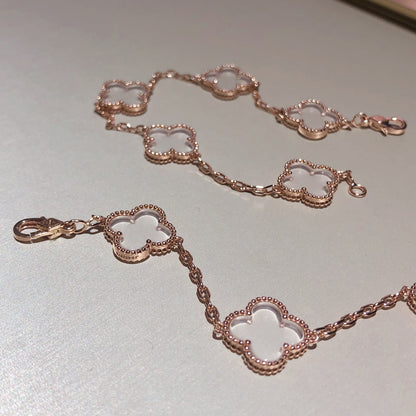[Super Jewellery]CLOVER 5 MOTIF ROCK CRYSTAL BRACELET