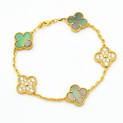 [Super Jewellery] CLOVER 5 MOTIF GRAY MOP BRACELET COLLECTION