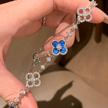 [Super Jewellery]CLOVER 5 MOTIF PINK BLUE RED WHITE BRACELET