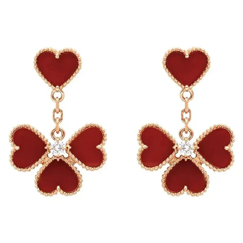 [Super Jewellery]SWEET CLOVER CARNELIAN EARRINGS