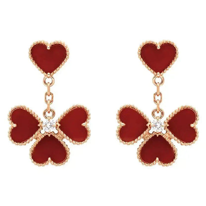 [Super Jewellery]SWEET CLOVER CARNELIAN EARRINGS