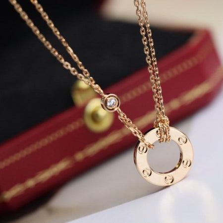 [Super Jewellery]LOVE NECKLACE ADJUSTABLE ROSE GOLD 2 DIAMOND