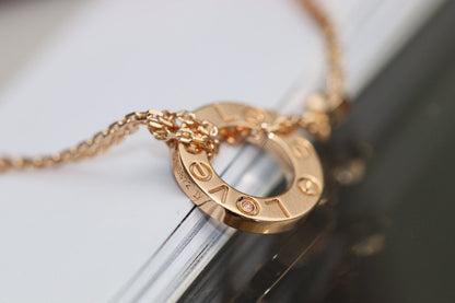 [Super Jewellery]LOVE NECKLACE ADJUSTABLE ROSE GOLD 2 DIAMOND
