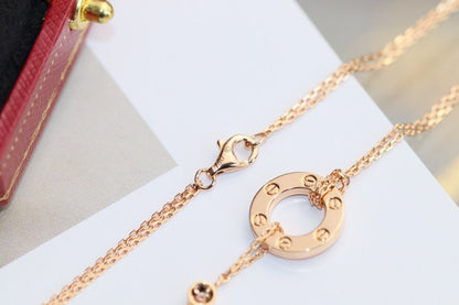 [Super Jewellery]LOVE NECKLACE ADJUSTABLE ROSE GOLD 2 DIAMOND
