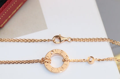 [Super Jewellery]LOVE NECKLACE ADJUSTABLE ROSE GOLD 2 DIAMOND
