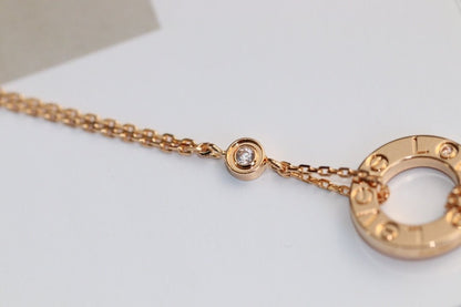 [Super Jewellery]LOVE NECKLACE ADJUSTABLE ROSE GOLD 2 DIAMOND