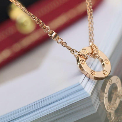 [Super Jewellery]LOVE NECKLACE ADJUSTABLE ROSE GOLD 2 DIAMOND