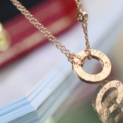[Super Jewellery]LOVE NECKLACE ADJUSTABLE ROSE GOLD 2 DIAMOND
