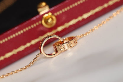 [Super Jewellery]LOVE NECKLACE PINK GOLD AND SILVER