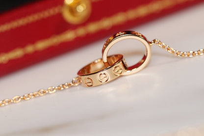 [Super Jewellery]LOVE NECKLACE PINK GOLD AND SILVER