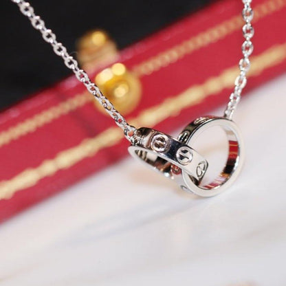 [Super Jewellery]LOVE NECKLACE PINK GOLD AND SILVER