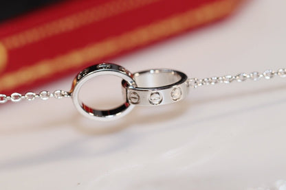 [Super Jewellery]LOVE NECKLACE PINK GOLD AND SILVER