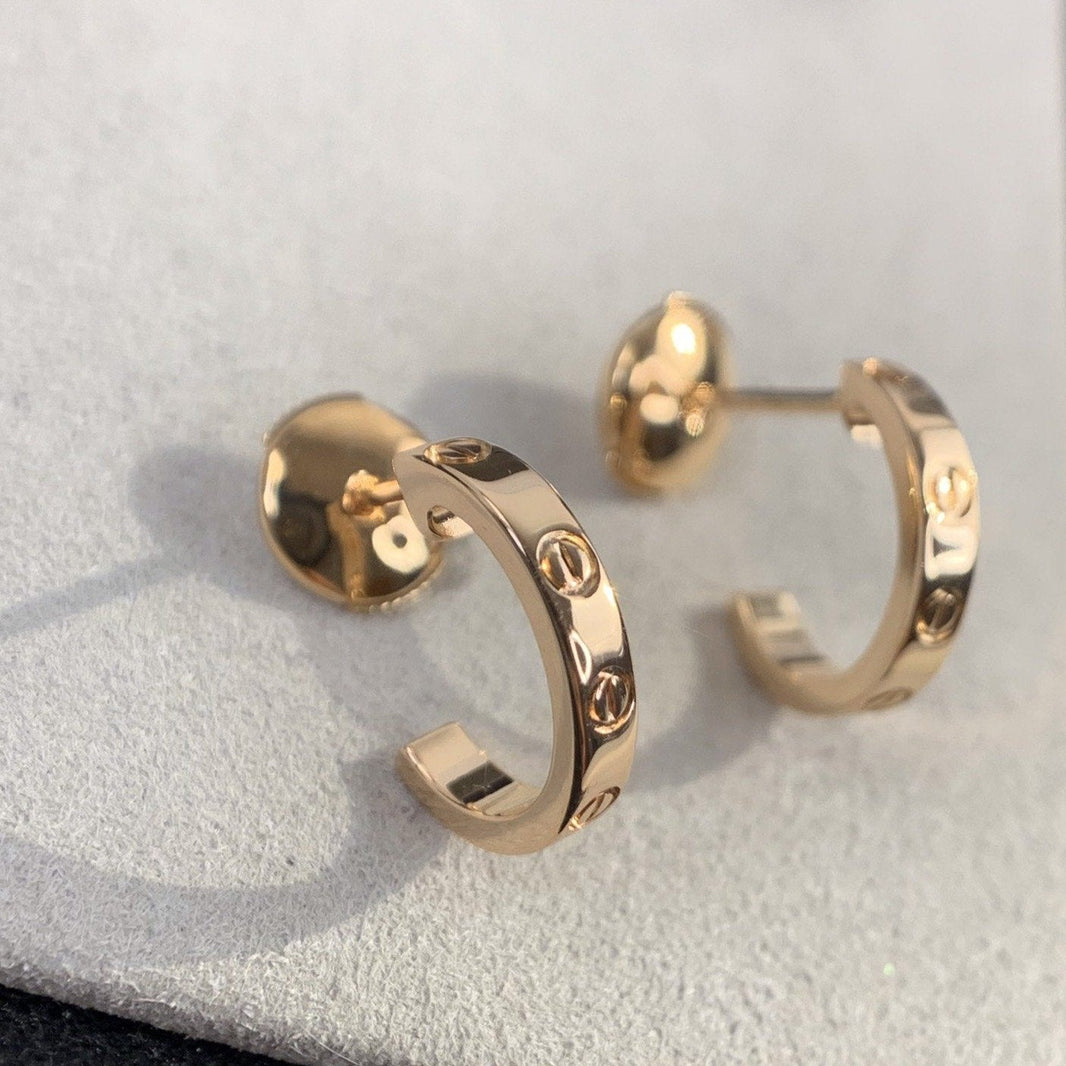[Super Jewellery]LOVE EARRINGS 2.65MM PINK GOLD