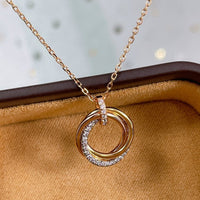 [Super Jewellery]TRINITY NECKLACE SILVER GOLD PINK GOLD DIAMONDS