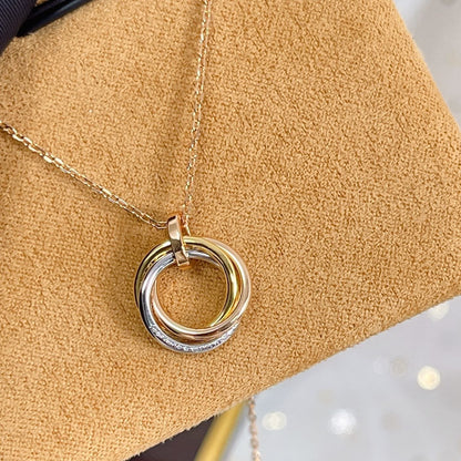 [Super Jewellery]TRINITY NECKLACE SILVER GOLD PINK GOLD DIAMONDS