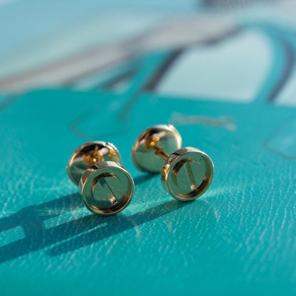 [Super Jewellery]LOVE EARRINGS PINK GOLD 10MM