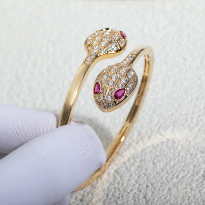 [Super]SERPENTI BRACELET PINK GOLD DIAMOND DOUBLE SNAKE