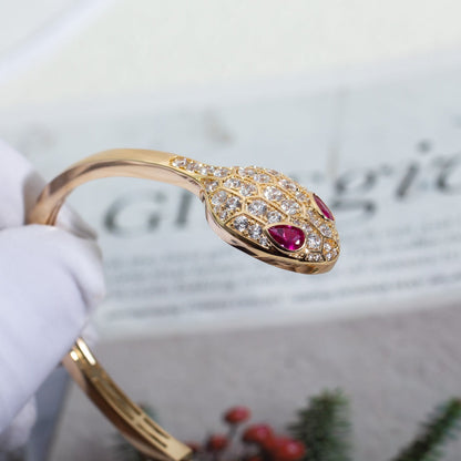 [Super]SERPENTI BRACELET PINK GOLD DIAMOND DOUBLE SNAKE