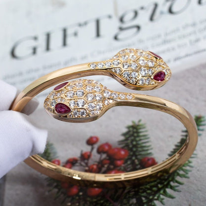 [Super]SERPENTI BRACELET PINK GOLD DIAMOND DOUBLE SNAKE