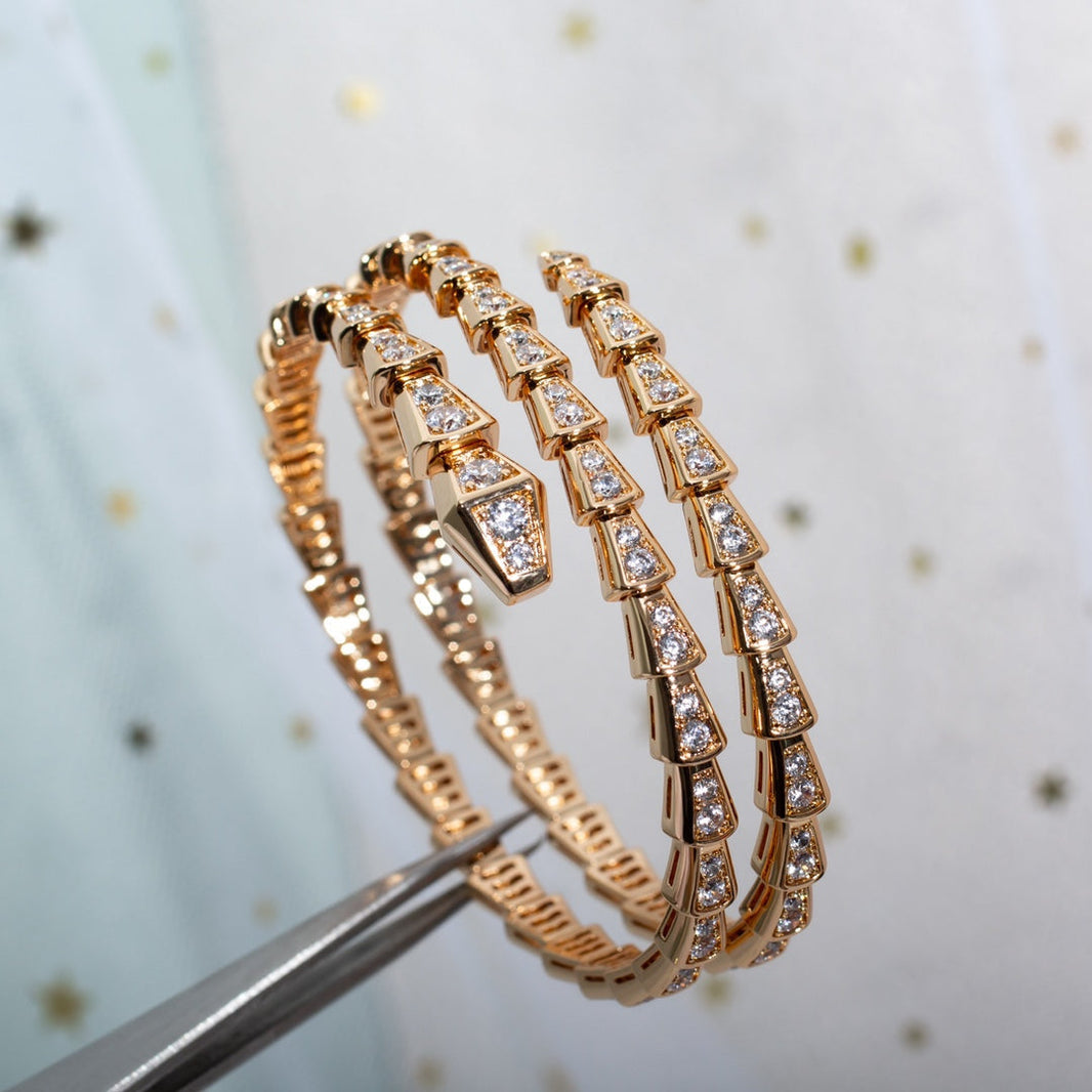 [Super]SERPENTI BRACELET PINK GOLD DIAMOND DOUBLE ROW