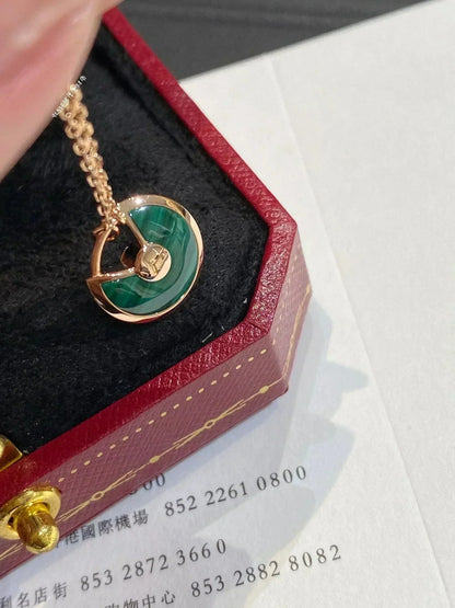 [Super Jewellery]AMULETTE ROSE GOLD MALACHITE NECKLACE