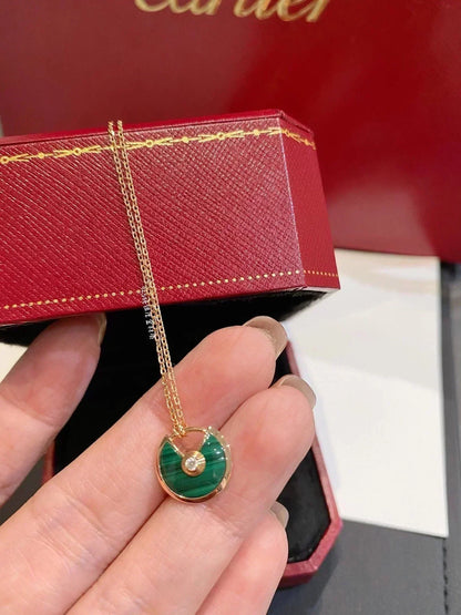 [Super Jewellery]AMULETTE ROSE GOLD MALACHITE NECKLACE