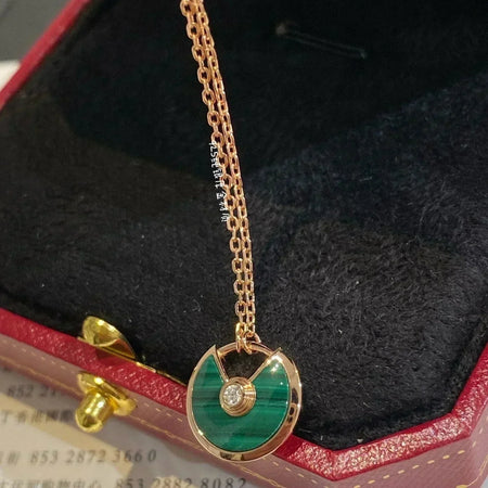 [Super Jewellery]AMULETTE ROSE GOLD MALACHITE NECKLACE