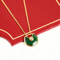 [Super Jewellery]AMULETTE GOLD MALACHITE NECKLACE