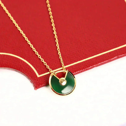 [Super Jewellery]AMULETTE GOLD MALACHITE NECKLACE