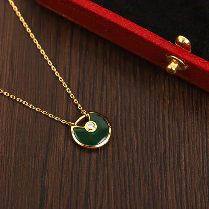 [Super Jewellery]AMULETTE GOLD MALACHITE NECKLACE