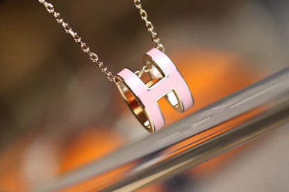 [Super Jewellery]POP H PEDANT PINK GOLD