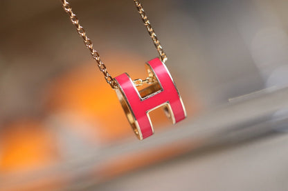[Super Jewellery]POP H PEDANT PINK GOLD