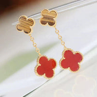 [Super Jewellery]CLOVER  2 MOTIF  TIGER EYE CARNELIAN EARRINGS
