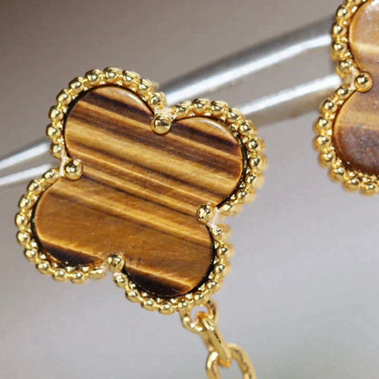 [Super Jewellery]CLOVER  2 MOTIF  TIGER EYE CARNELIAN EARRINGS