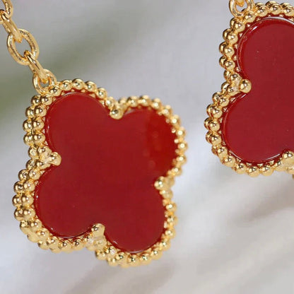 [Super Jewellery]CLOVER  2 MOTIF  TIGER EYE CARNELIAN EARRINGS