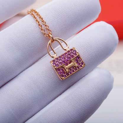 [Super Jewellery]CONSTANCE PEDANT PURPLE DIAMOND NECKLACE
