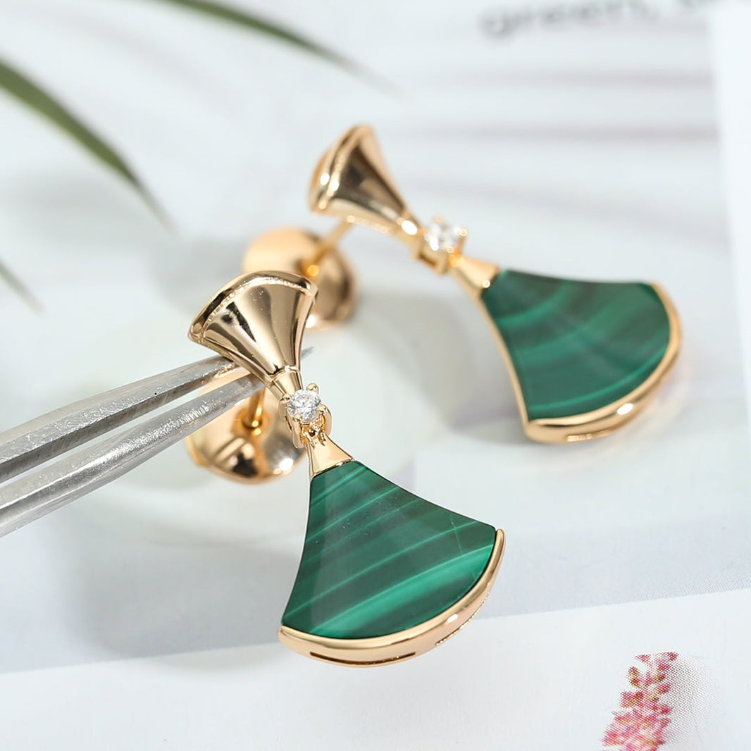 [Super]DREAM MALACHITE PINK GOLD EARRINGS