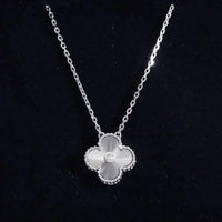[Super Jewellery]CLOVER  15MM DIAMOND LASER NECKLACE SILVER